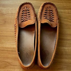 Ugg Clary Woven Tan Leather Loafers